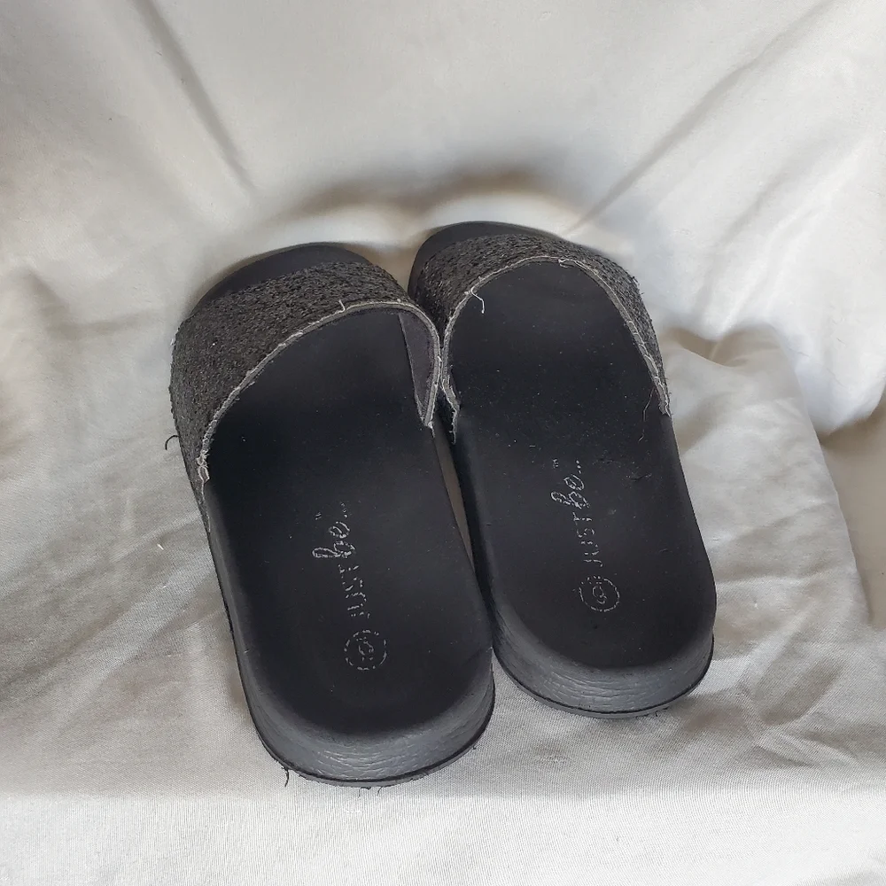 Qupid Girls Shoes Pink Babydoll Ballet Flats Just Be Black Slides Sandals Size 6